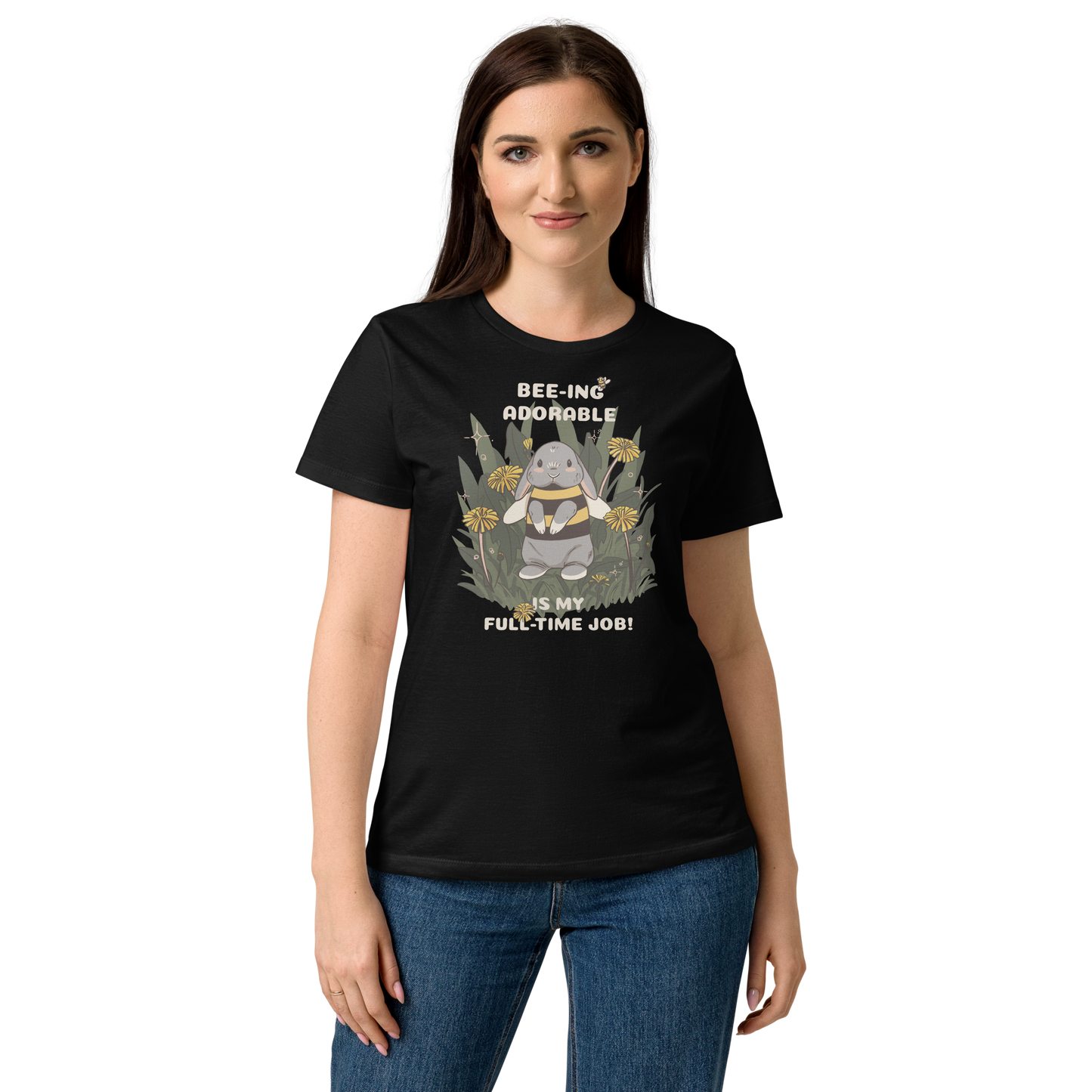 Adorable Bunny Dressed as a Bee - Women’s basic softstyle t-shirt